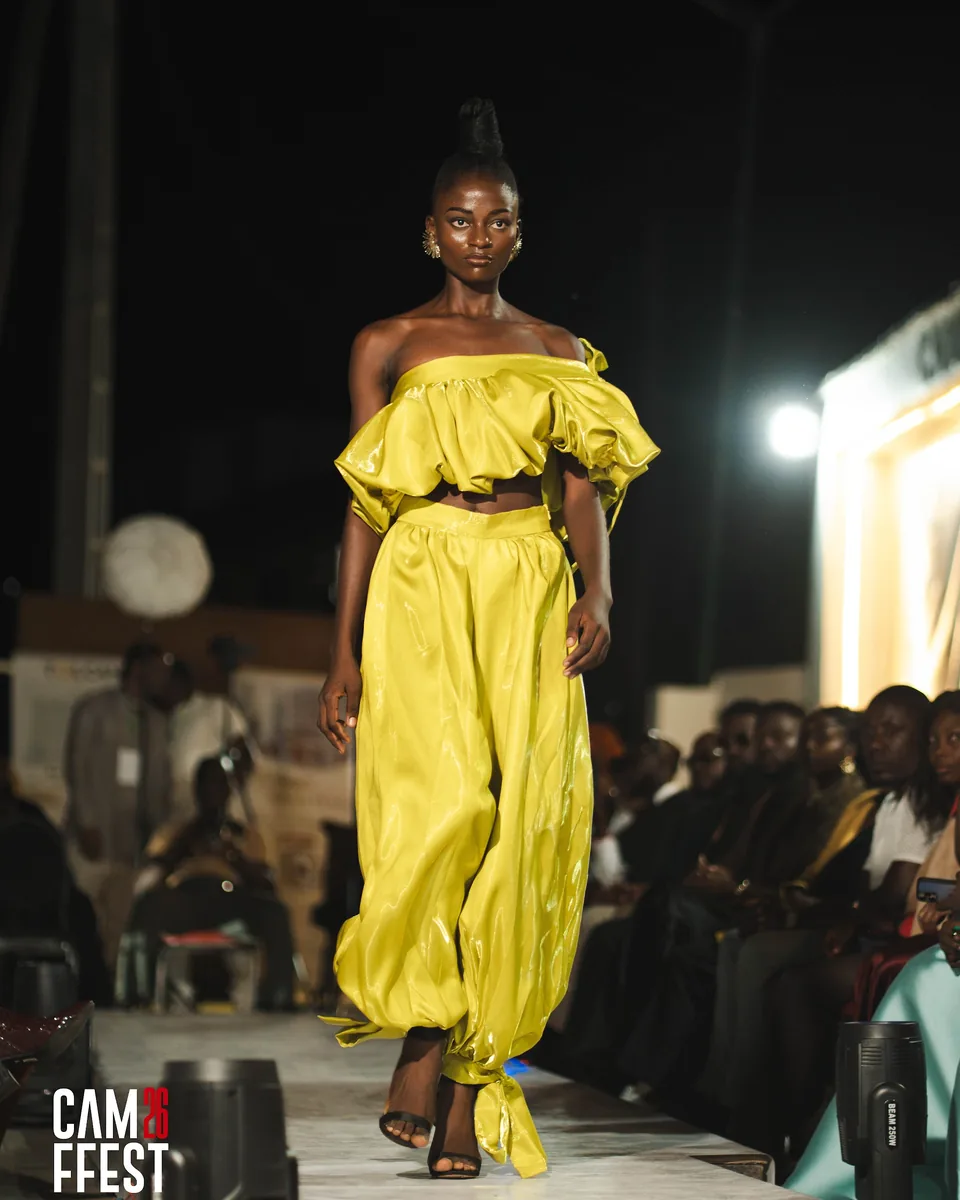 Model in a yellow two-piece