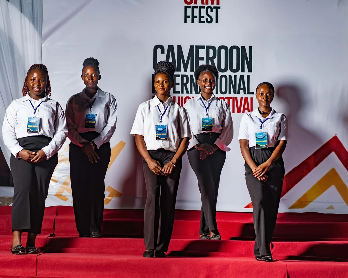 The CAMFFEST welcome crew in matching uniforms