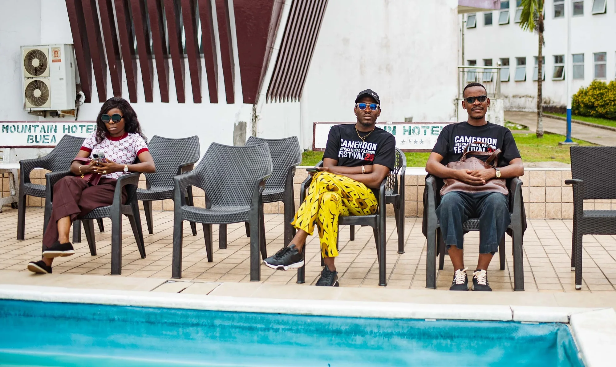 Guests relaxing by the pool during festival week